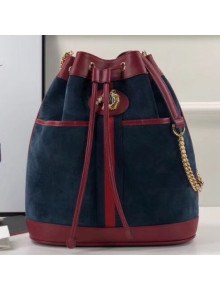 Gucci Suede Leather Rajah Medium Bucket Bag 553961 Blue 2019