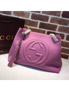 Gucci Medium Soho Calfskin Tote Bag 308982 Pink 2020