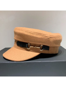 Gucci Wool Hat with Horsebit Charm Camel Brown 2020