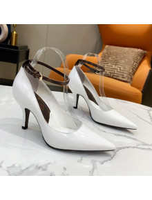 Louis Vuitton Attitude Glazed Leather Pumps 8.5cm with Ankle Strap White 2021