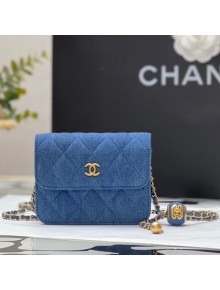 Chanel Denim Clutch with Chain and Ball AP1628 Dark Blue 2022 26