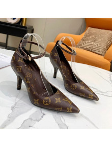 Louis Vuitton Attitude Calfskin Pumps 8.5cm with Ankle Strap Monogram Canvas 2021