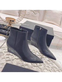 Chanel Calfskin Wedge Ankle Boots 7.5cm Black 2021