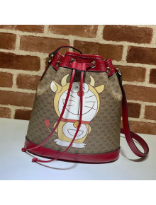 Doraemon x Gucci GG Canvas Small Bucket Bag 655597 Red/Yellow 2021