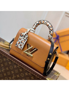 Louis Vuitton Twist MM Handbag in Epi Leather and Leopard Print M58689 Gold Brown For 2021 Wild at Heart