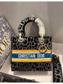 Dior Medium Lady D-Lite Bag in Grey Multicolor Mizza Embroidered Velvet 2021