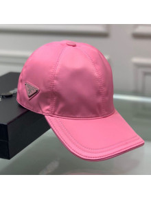 Prada Oxford Fabric Logo Baseball Hat Pink 2020