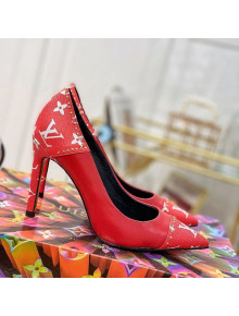 Louis Vuitton Cherie Pump 9.5cm in Studded Monogram Canvas Red 2021