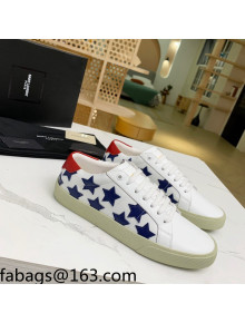 Saint Laurent Calfskin Star Sneakers White/Navy Blue 2021 111882