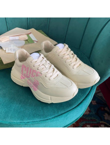 Gucci Rhyton Leather Sneaker White/Pink Print 2021 03