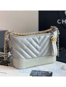 Chanel Chevron Aged Calfskin Gabrielle Small Hobo Bag A91810 Silver 2020