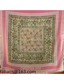 Dior Rose Print Twilly Silk Square Scarf 90x90cm Pink 2021