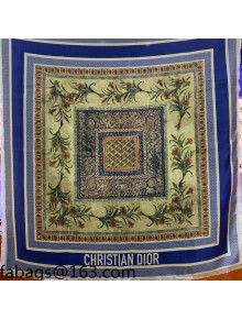 Dior Rose Print Twilly Silk Square Scarf 90x90cm Blue 2021