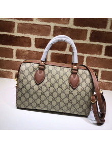 Gucci GG Canvas Boston Bag 409529 Brown Leather 