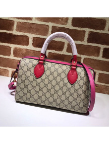 Gucci GG Canvas Boston Bag 409529 Pink Leather 