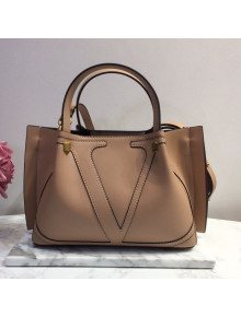 Valentino Vlogo Escape Medium Grainy Calfskin Shopping Tote Bag Beige 2021