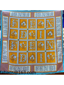 Fendi Roman Flora Twilly Silk Square Scarf 90x90cm Orange 2021