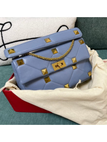 Valentino Roman Stud Lambskin Nappa Large Chain Bag 0188 Blue 2022