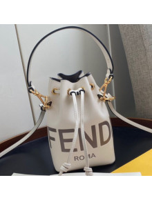 Fendi Mon Tresor Mini Bucket Bag in White Logo Leather 2020