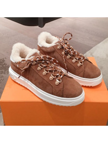 Louis Vuitton Time Out Suede and Shearling Lining Sneakers Brown 2019