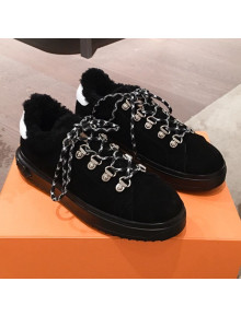 Louis Vuitton Time Out Suede and Shearling Lining Sneakers Black 2019