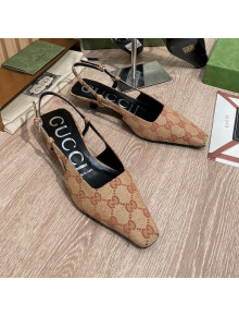 Gucci GG Canvas Slingback Pump 3.5cm Apricot 2021 21