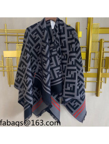 Fendi FF Wool Cape 140x140cm Grey 2021 110423