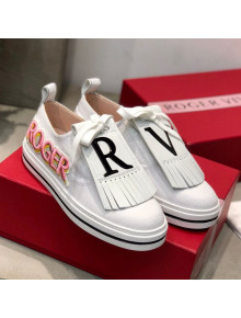 Roger Vivier Canvas Sneakers with Detachable Tassel White 2020