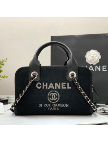 Chanel Mixed Fibers Bowling Bag 28cm A92749 Black 2022