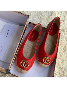 Gucci Leather Flat Espadrille with Double G ‎602505 Red 2019