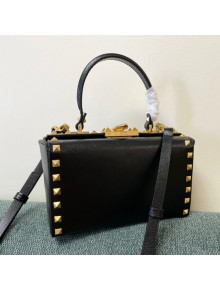 Valentino Rockstud Alcove Grainy Calfskin Box Bag Black Leather/Gold 2021 4400