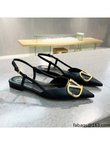 Valentino VLOGO SIGNATURE Calfskin Slingback Flat Ballerina Black 2022