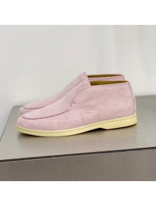 Loro Piana High-top Suede Flat Loafers Light Pink 2021 1118131