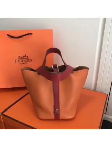 Hermes Togo Calfskin Leather Picotin Lock PM Bag Orange/Red