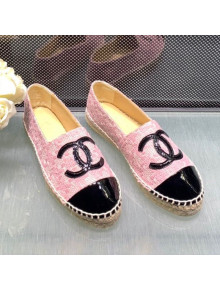 Chanel Tweed Patent Leather Flat Espadrille G29762 Pink 2019