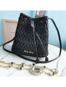 Miu Miu Matelasse Nappa Leather Bucket Bag 5BE050 Black 2021