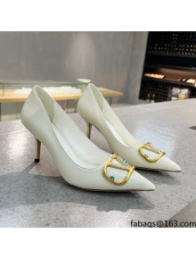 Valentino VLOGO SIGNATURE Calfskin Pump with 8cm Heel White 2022