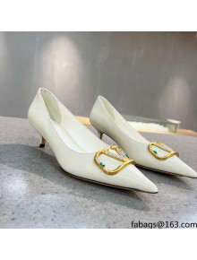 Valentino VLOGO SIGNATURE Calfskin Pump with 4cm Heel White 2022