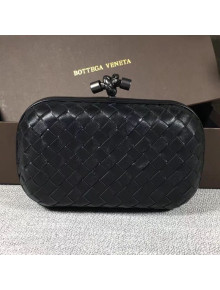 Bottega Veneta Small Lambskin Woven Knot Clutch Black