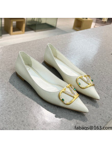 Valentino VLOGO SIGNATURE Calfskin Flat Ballerina White 2022