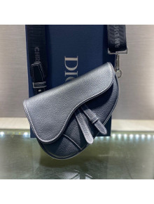 Dior Men's Mini Saddle Bag in Navy Blue Grained Calfskin 2020