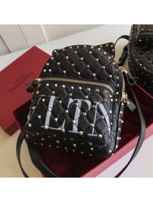 Valentino Rockstud Spike VLTN Print Mini Backpack 1063 Black 2022