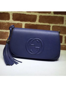 Gucci 336752 Soho Tassel Leather Chain Shoulder Bag Blue