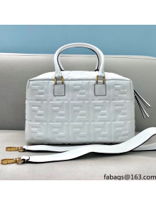 Fendi FF Square-shaped Small Boston Bag White 2021