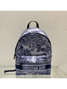 Dior Small Diortravel Backpack in Blue Toile de Jouy Reverse Technical Fabric 2021