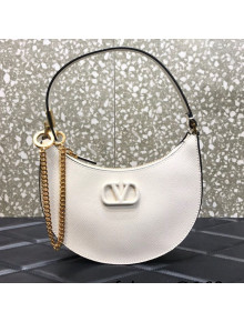 Valentino VLogo Palm-Grained Calfskin Hobo Bag 0707 White 2021