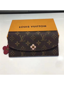 Louis Vuitton Monogram Canvas Emilie Wallet With Flower Charm M64202 Burgundy