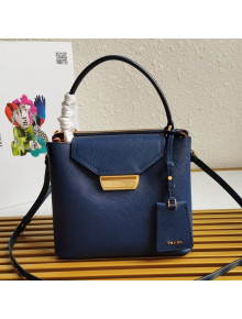 Prada Saffiano Leather Bucket Bag 1BN012 Navy Blue 2020