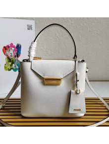 Prada Saffiano Leather Bucket Bag 1BN012 White 2020