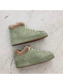 Loro Piana Suede Cashmere Sneaker with Fur Green 2021 111906